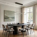 Crescent Modern Wave Linear Pendant Light | Dimmable LED Kitchen Island Chandelier, Black, Gold or Chrome