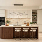 Crescent Modern Wave Linear Pendant Light | Dimmable LED Kitchen Island Chandelier, Black, Gold or Chrome