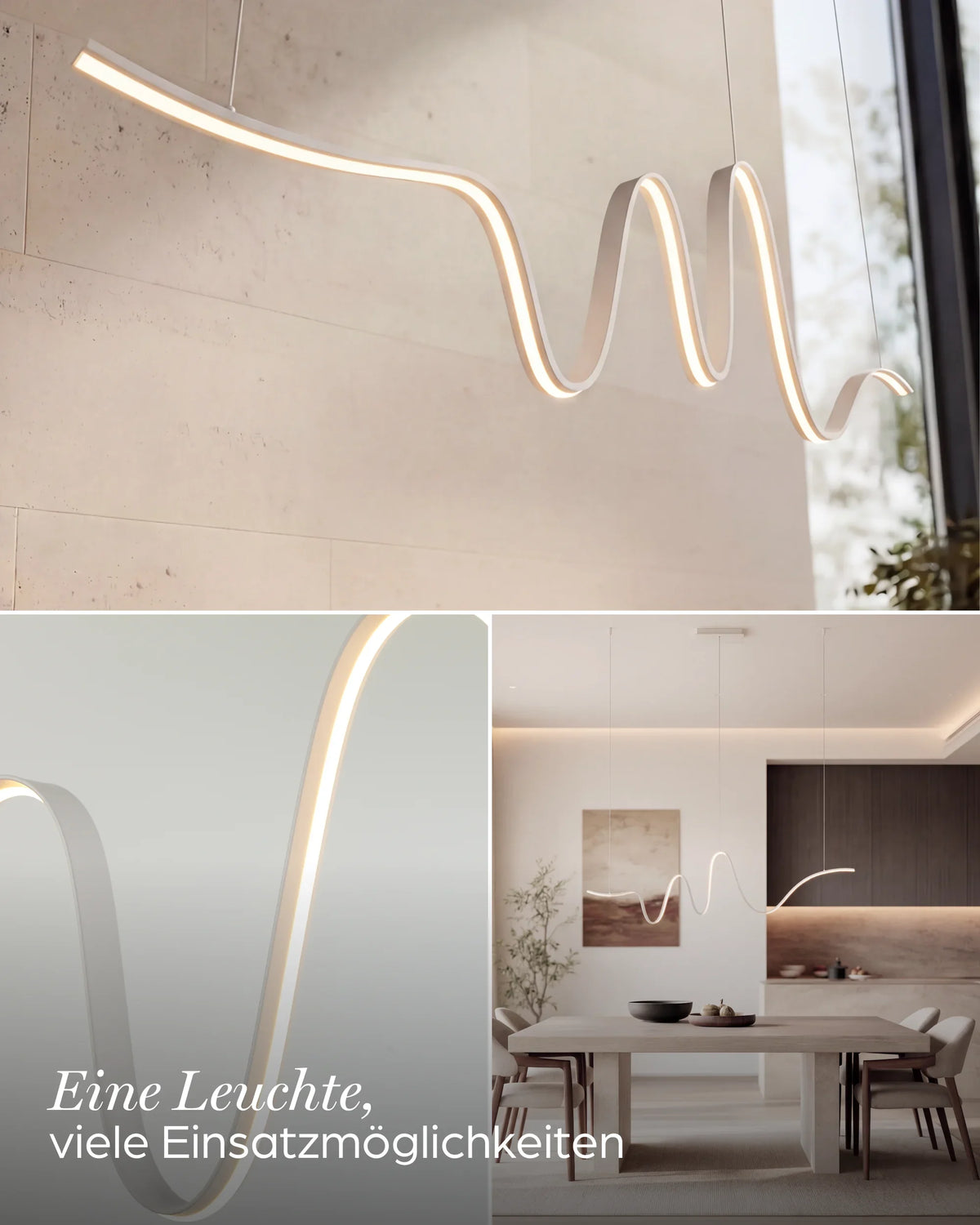 Lyra Modern Linear Pendant Light | Black Aluminum LED Chandelier for Dining Table and Kitchen Island