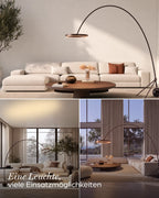 Aurelia Modern Arc Floor Lamp | Dimmable LED Ring Floor Light with Remote, Black Chrome or White