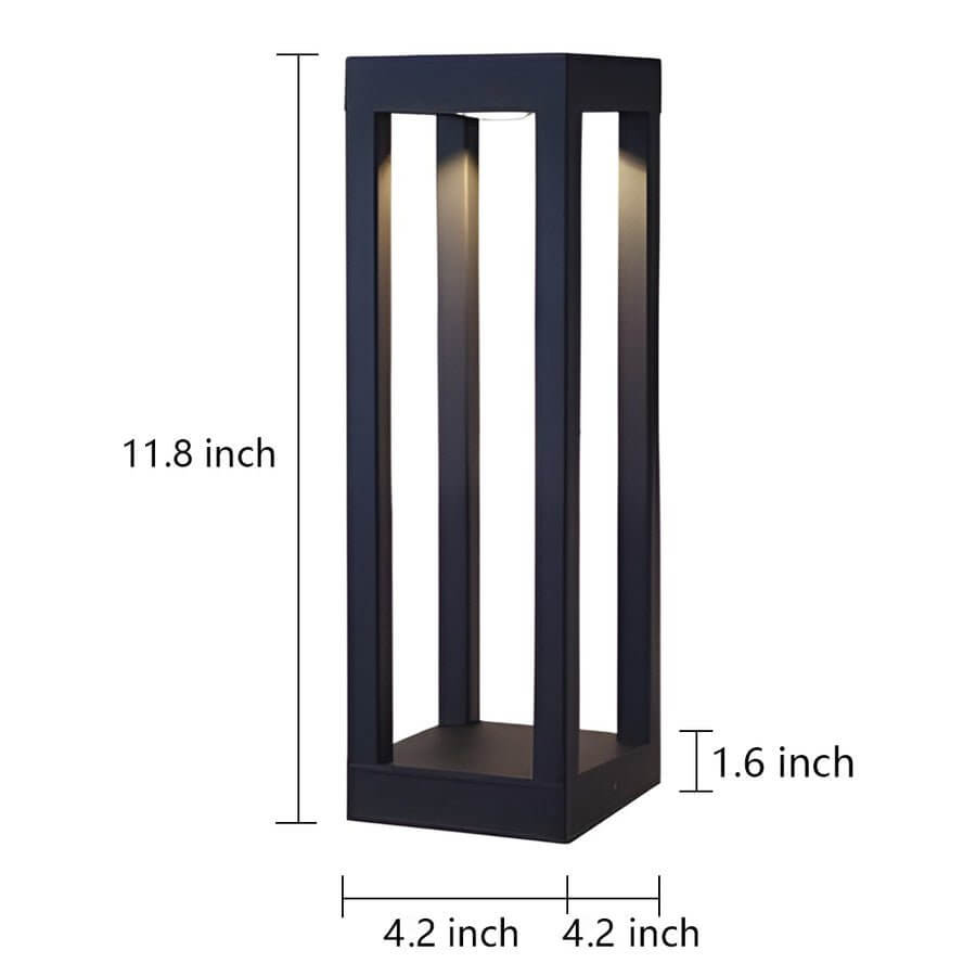 Sentry Modern Outdoor Bollard Light | Black Die-Cast Aluminum Four-Beam LED Garden Path Light
