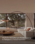 Aurelia Modern Arc Floor Lamp | Dimmable LED Ring Floor Light with Remote, Black Chrome or White