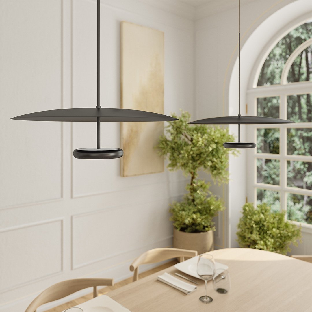 Walden Mid-Century Pendant Light | Retro Dimmable LED Dining Table Pendant, Black or Walnut-Look
