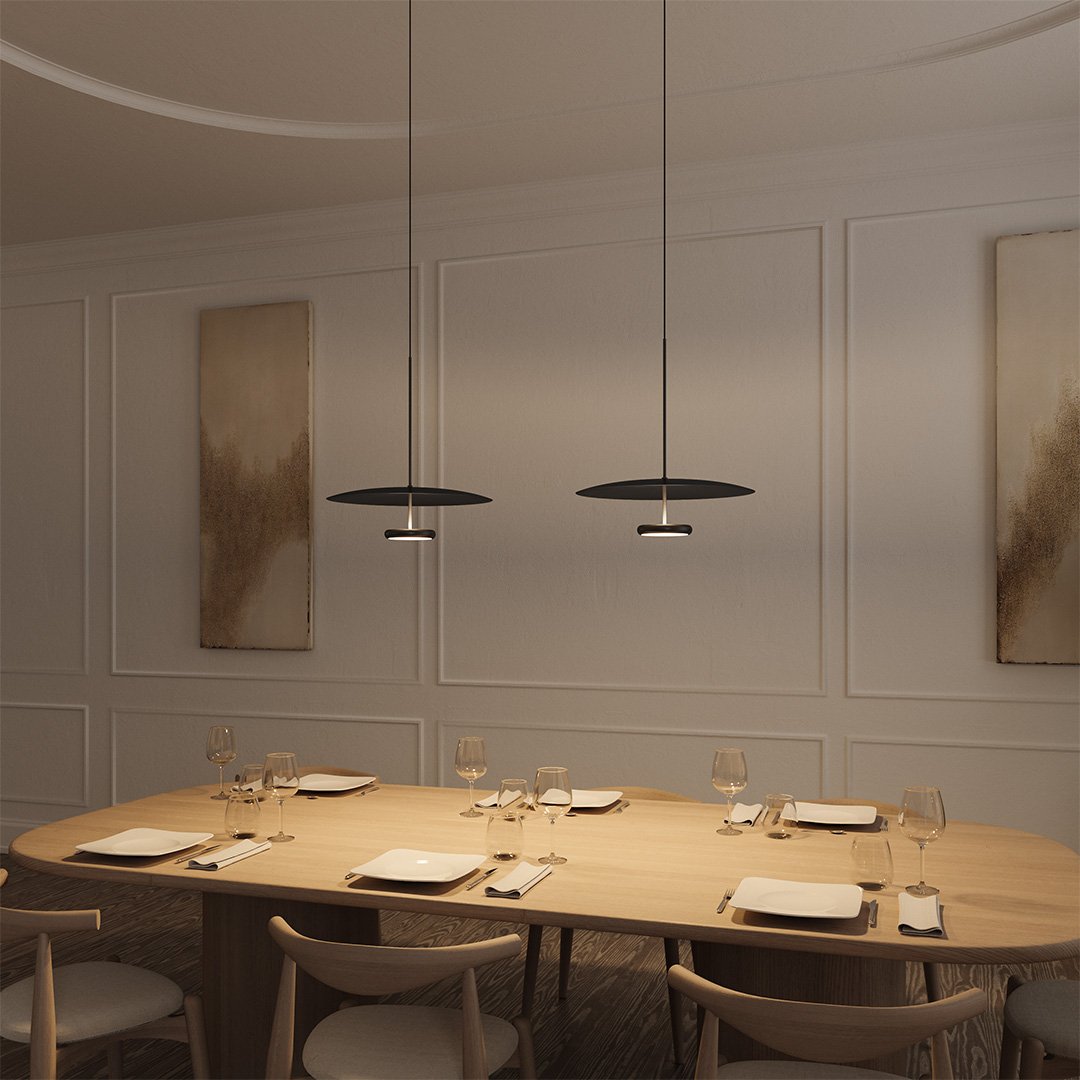 Walden Mid-Century Pendant Light | Retro Dimmable LED Dining Table Pendant, Black or Walnut-Look