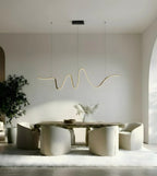 Lyra Modern Linear Pendant Light | Black Aluminum LED Chandelier for Dining Table and Kitchen Island