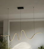 Lyra Modern Linear Pendant Light | Black Aluminum LED Chandelier for Dining Table and Kitchen Island