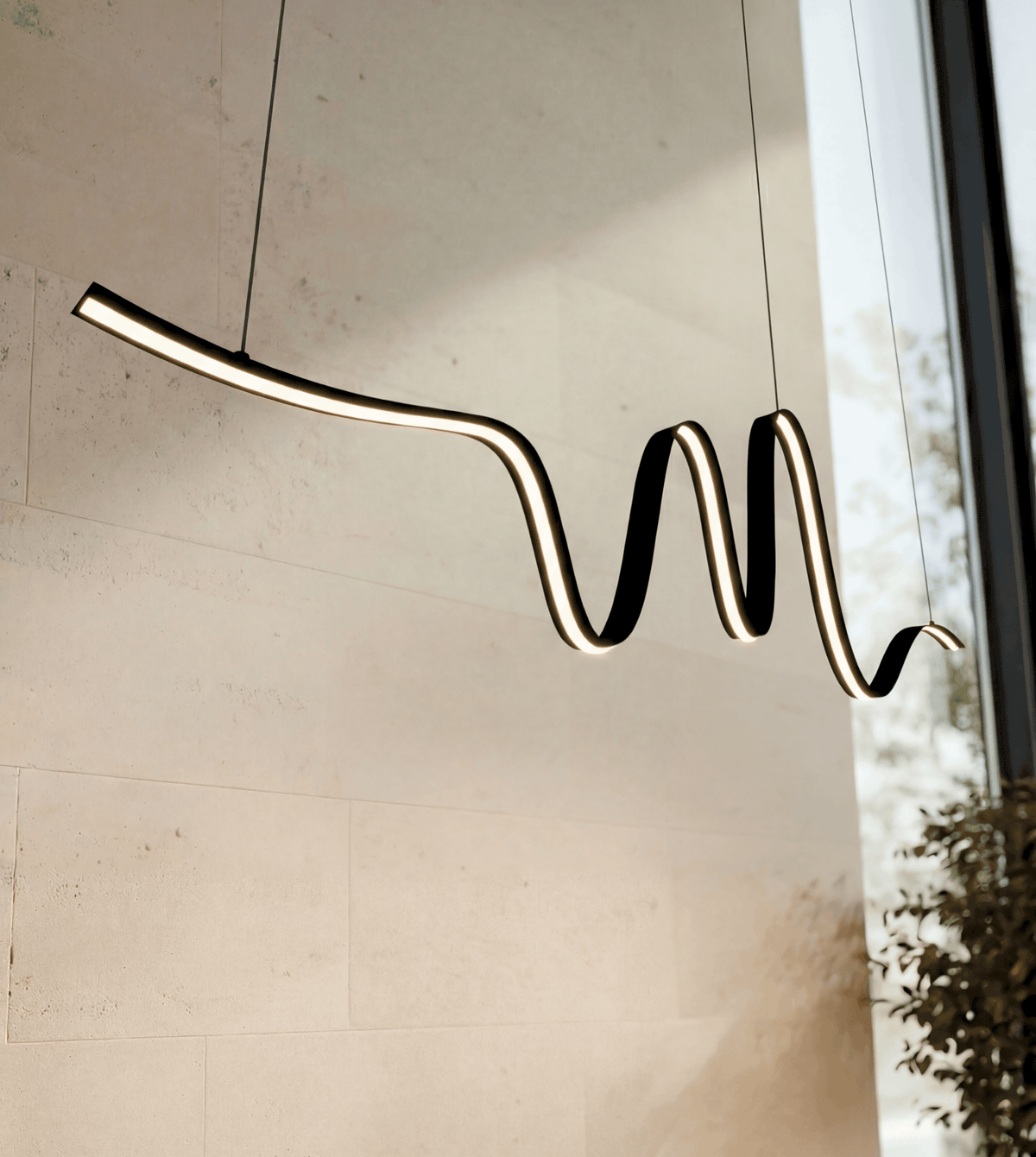Lyra Modern Linear Pendant Light | Black Aluminum LED Chandelier for Dining Table and Kitchen Island