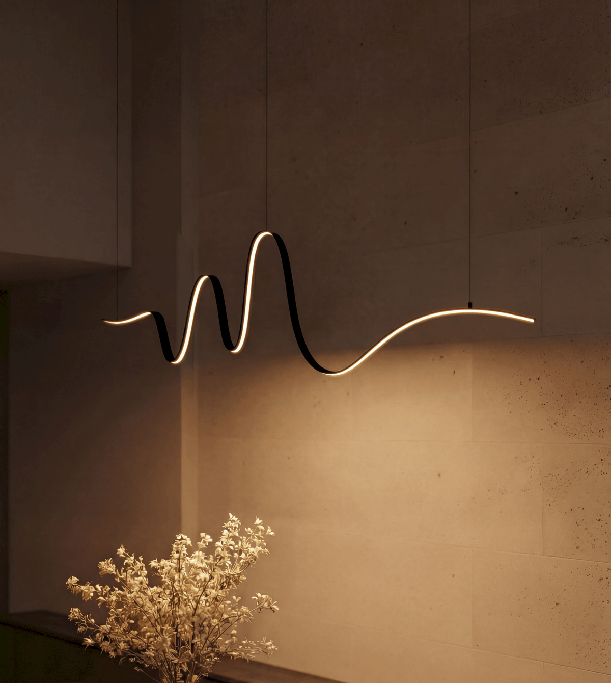 Lyra Modern Linear Pendant Light | Black Aluminum LED Chandelier for Dining Table and Kitchen Island