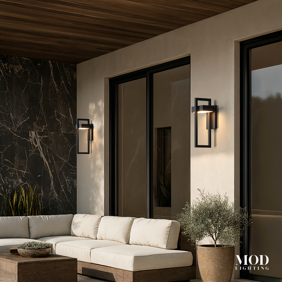Vesper Modern Outdoor Wall Sconce | Black Stainless Steel LED Wall Light, Waterproof, Architectural