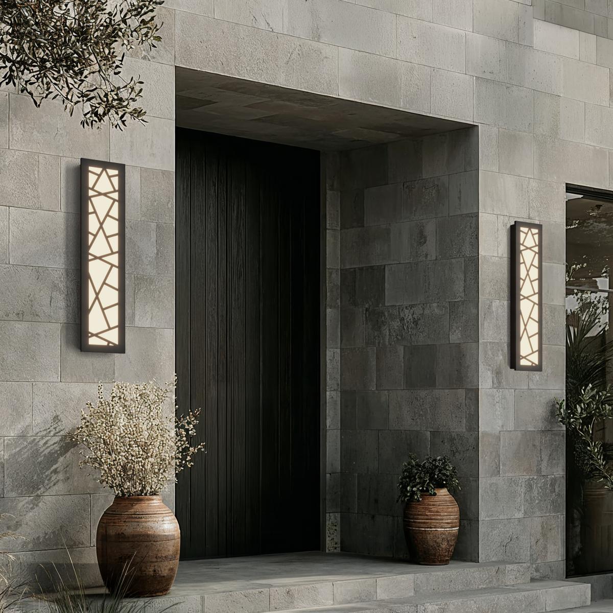 Meridian Modern Linear Outdoor Wall Light | Matte Black Continuous LED Bar, Warm White, Hardwired
