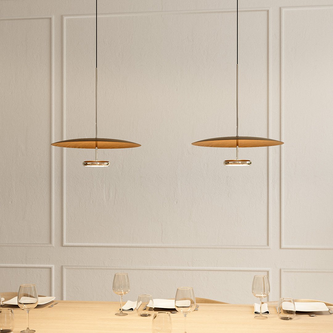 Walden Mid-Century Pendant Light | Retro Dimmable LED Dining Table Pendant, Black or Walnut-Look