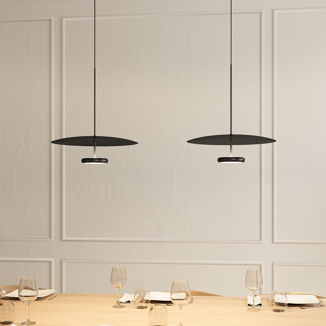 Walden Mid-Century Pendant Light | Retro Dimmable LED Dining Table Pendant, Black or Walnut-Look