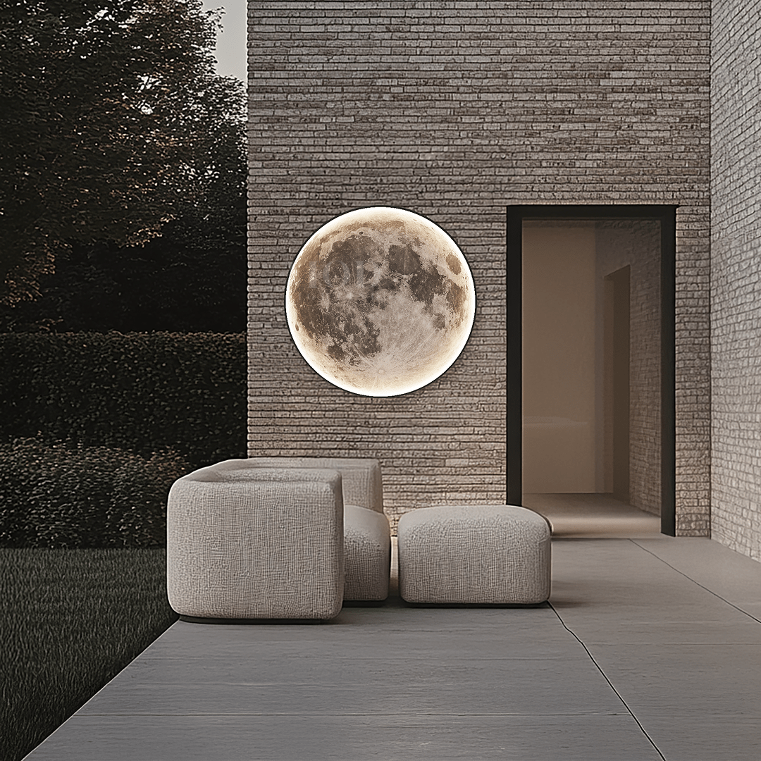 Orbis Modern Moon Wall Light | Oversized Round LED Disc for Outdoor Wall and Ceiling, Black