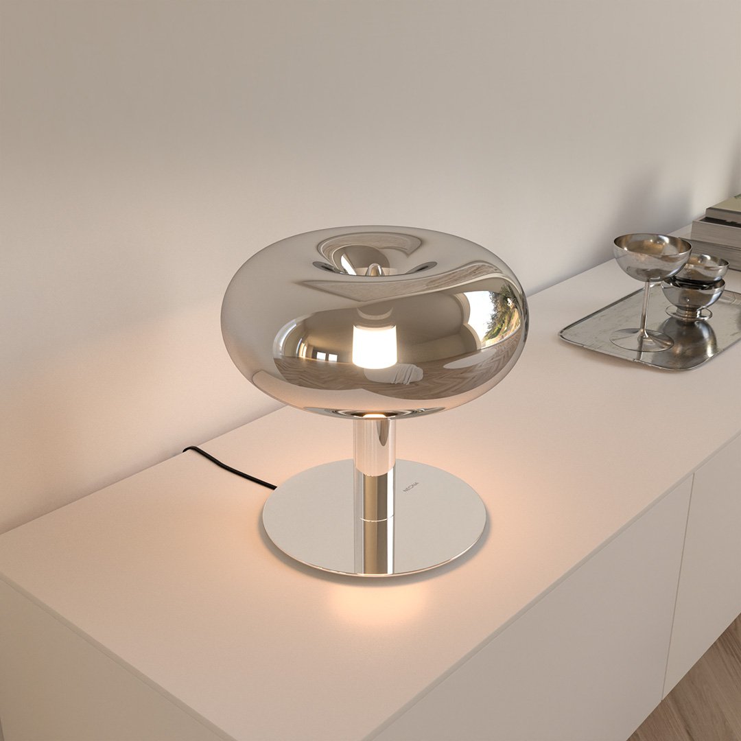 Fungo Mid-Century Mushroom Table Lamp | Dimmable LED Hand-Blown Glass Lamp with Touch Control