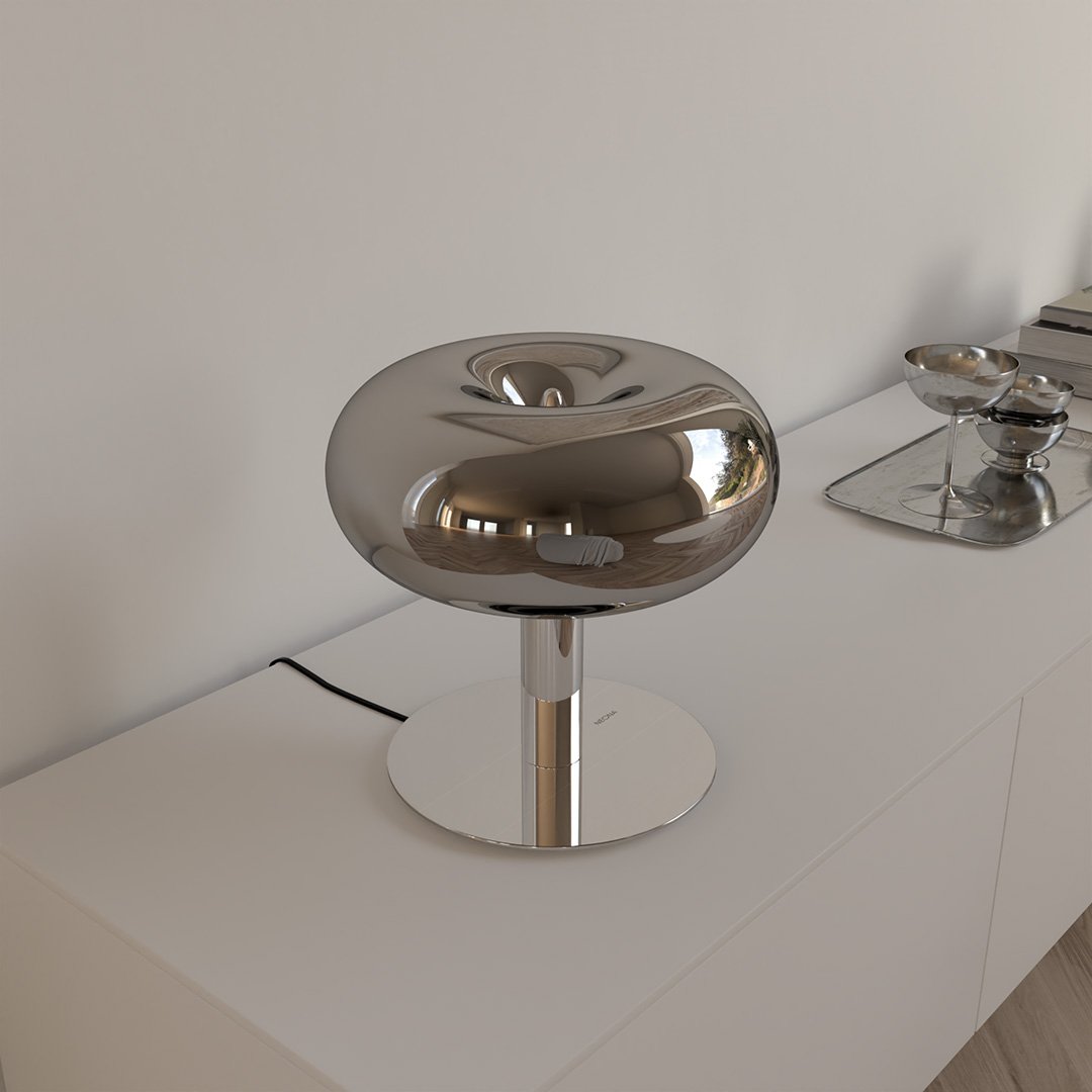 Fungo Mid-Century Mushroom Table Lamp | Dimmable LED Hand-Blown Glass Lamp with Touch Control
