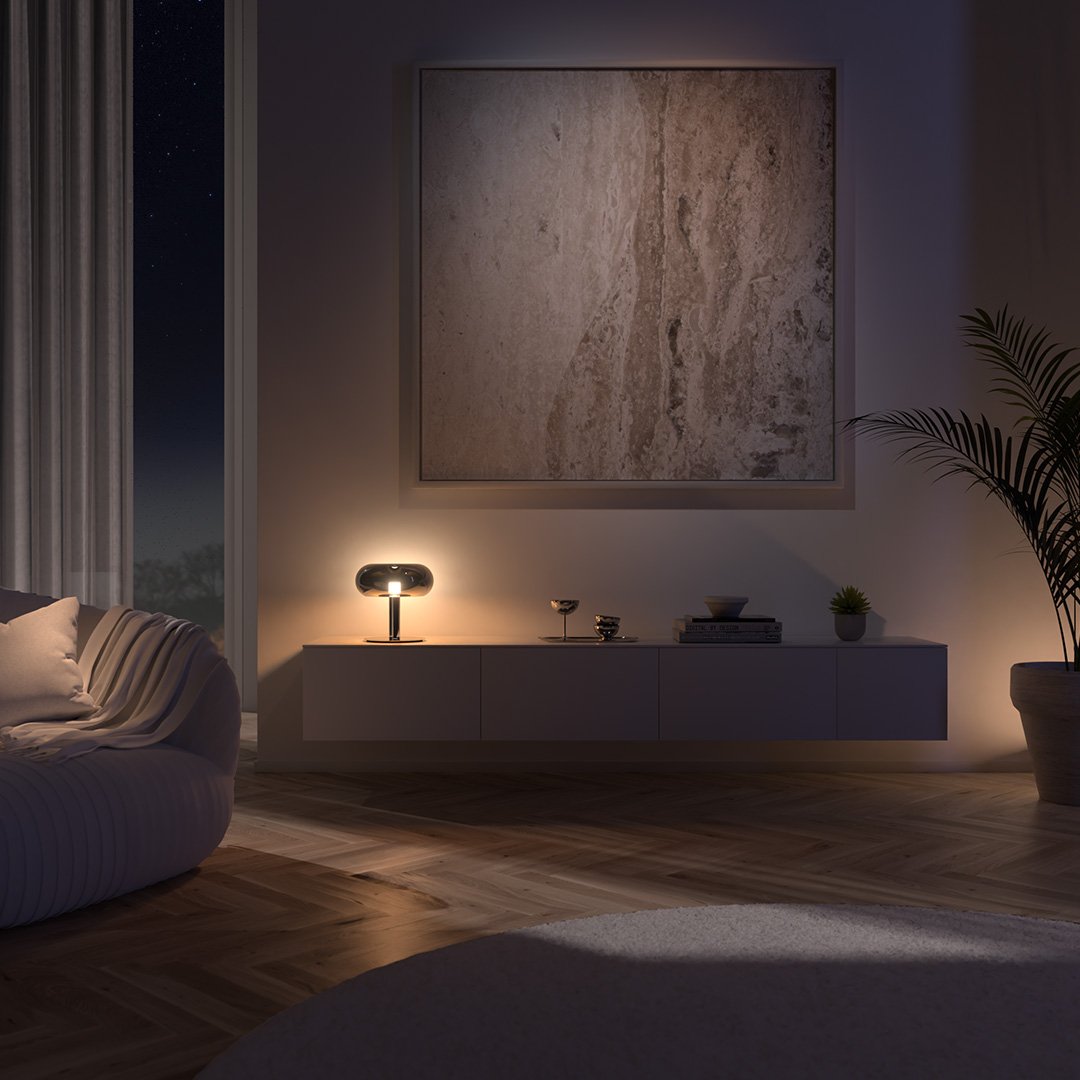 Fungo Mid-Century Mushroom Table Lamp | Dimmable LED Hand-Blown Glass Lamp with Touch Control