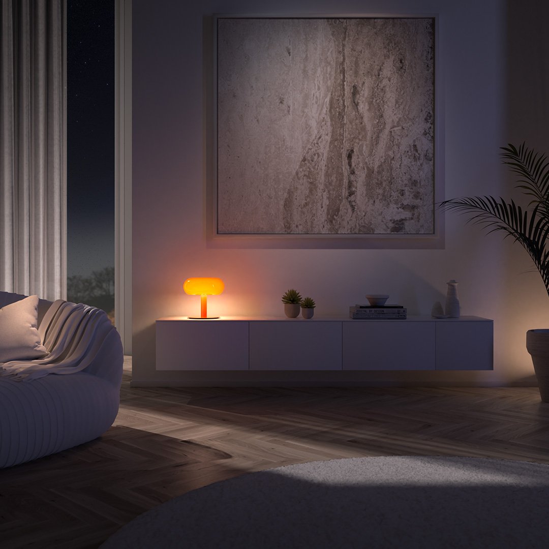 Fungo Mid-Century Mushroom Table Lamp | Dimmable LED Hand-Blown Glass Lamp with Touch Control