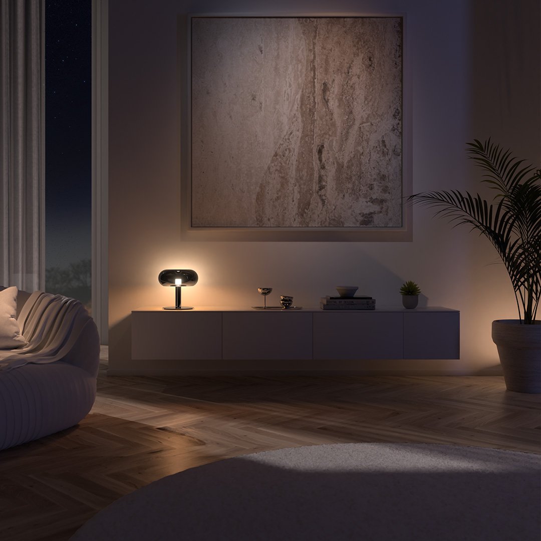 Fungo Mid-Century Mushroom Table Lamp | Dimmable LED Hand-Blown Glass Lamp with Touch Control