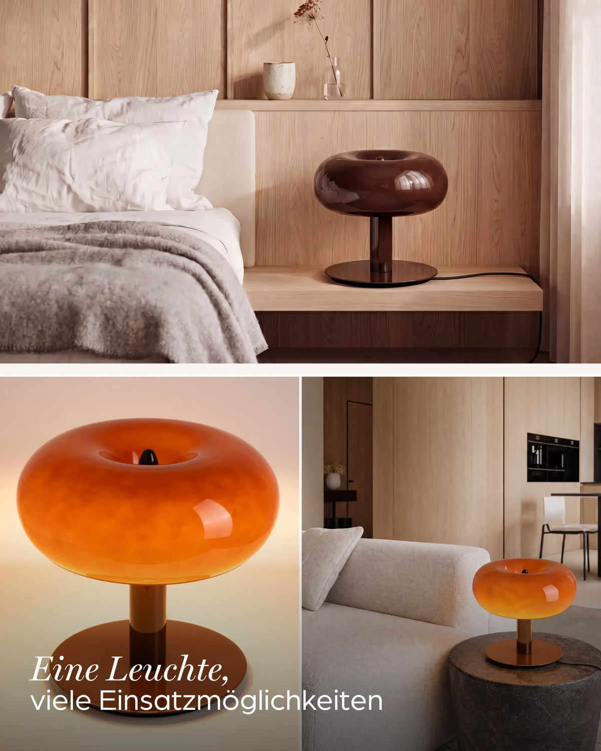 Fungo Mid-Century Mushroom Table Lamp | Dimmable LED Hand-Blown Glass Lamp with Touch Control
