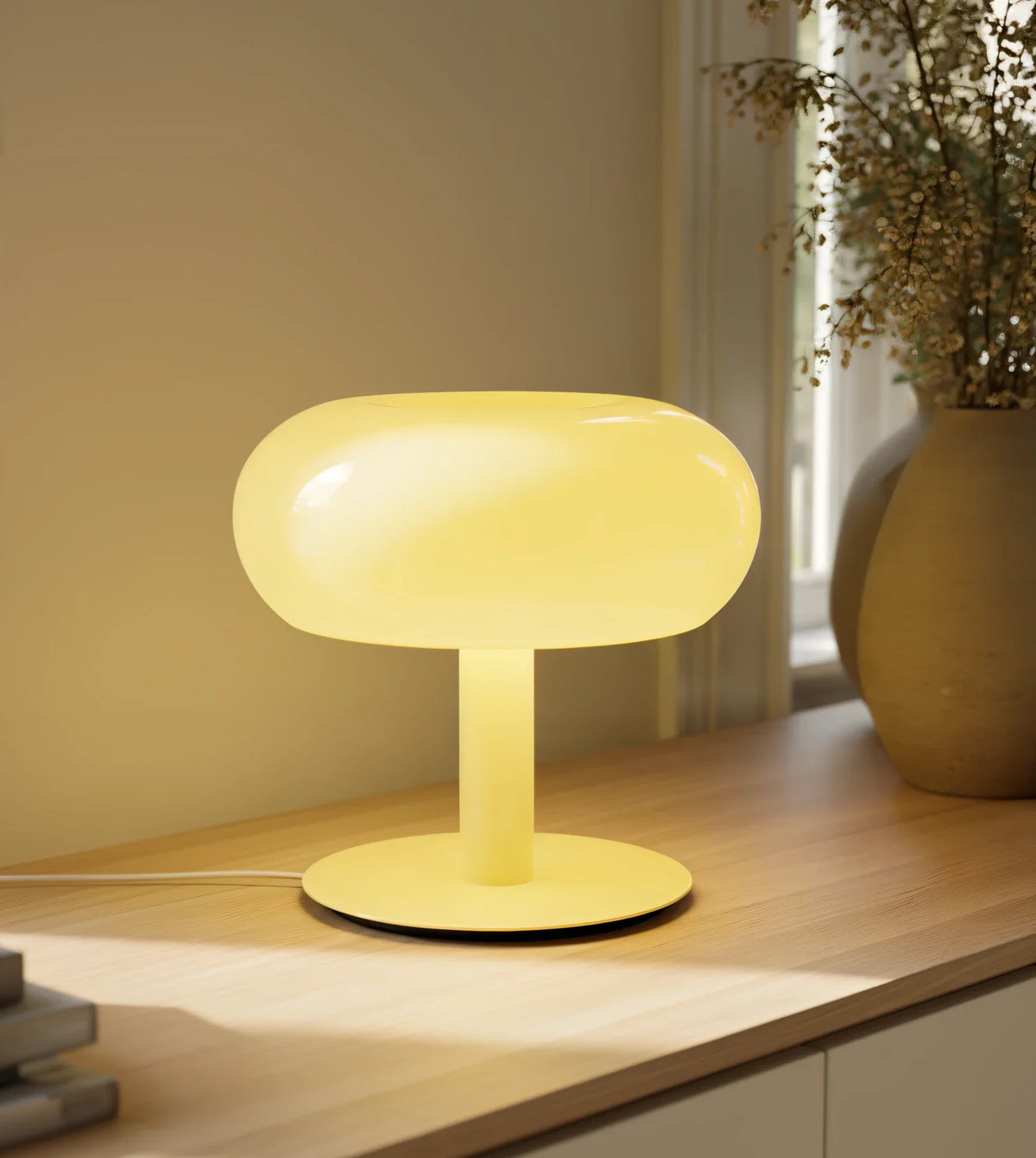 Fungo Mid-Century Mushroom Table Lamp | Dimmable LED Hand-Blown Glass Lamp with Touch Control