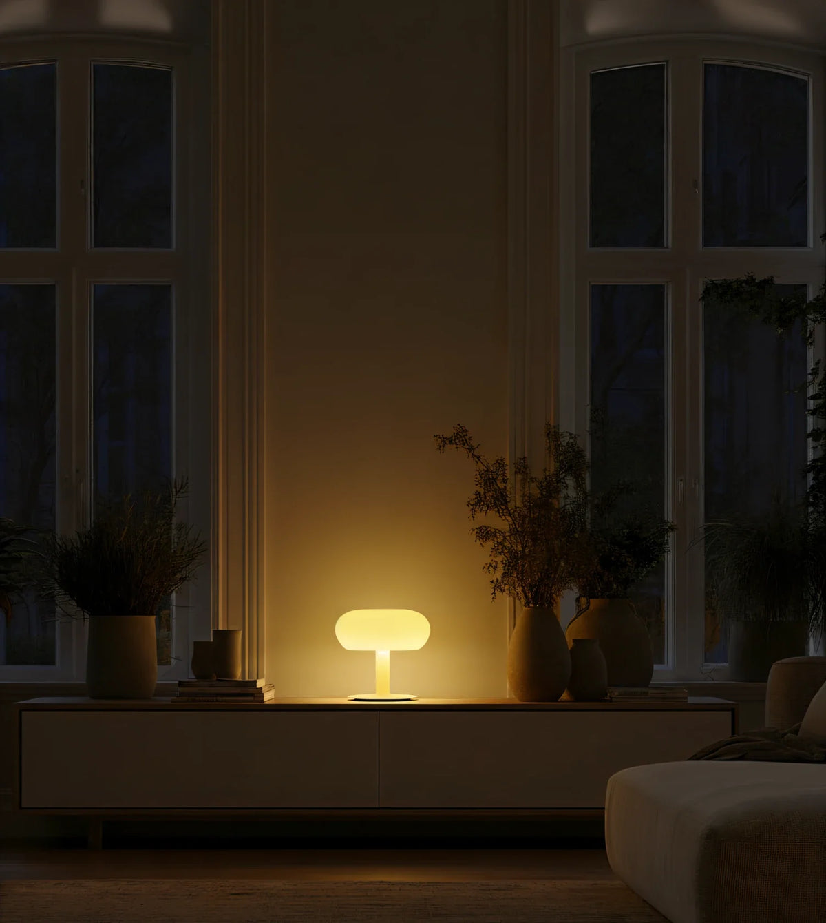 Fungo Mid-Century Mushroom Table Lamp | Dimmable LED Hand-Blown Glass Lamp with Touch Control