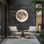 Orbis Modern Moon Wall Light | Oversized Round LED Disc for Outdoor Wall and Ceiling, Black