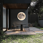 Orbis Modern Moon Wall Light | Oversized Round LED Disc for Outdoor Wall and Ceiling, Black