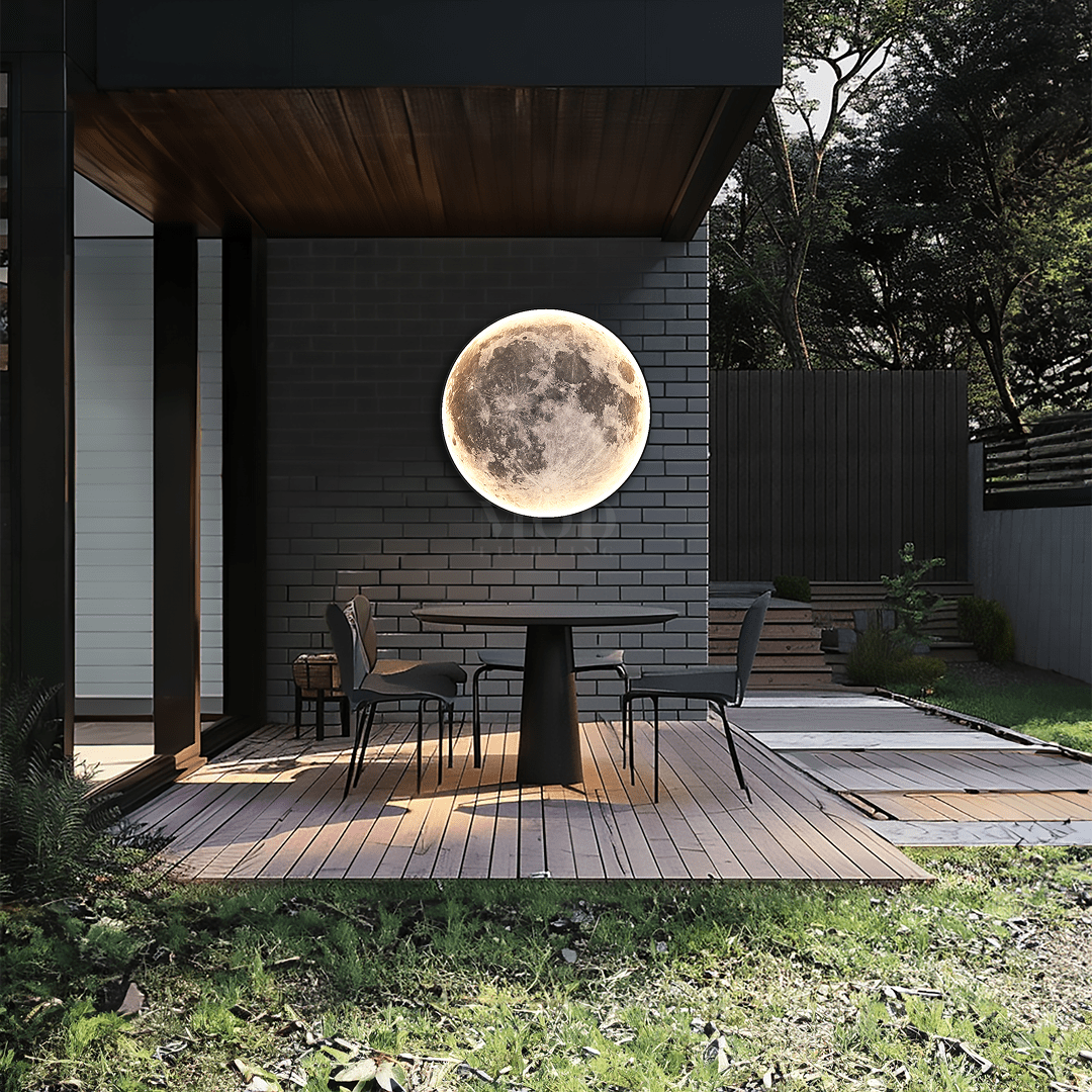 Orbis Modern Moon Wall Light | Oversized Round LED Disc for Outdoor Wall and Ceiling, Black