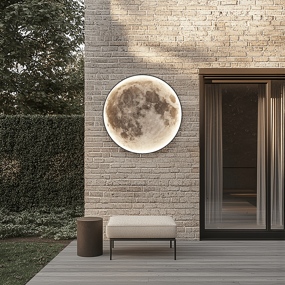 Orbis Modern Moon Wall Light | Oversized Round LED Disc for Outdoor Wall and Ceiling, Black
