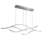 Crescent Modern Wave Linear Pendant Light | Dimmable LED Kitchen Island Chandelier, Black, Gold or Chrome