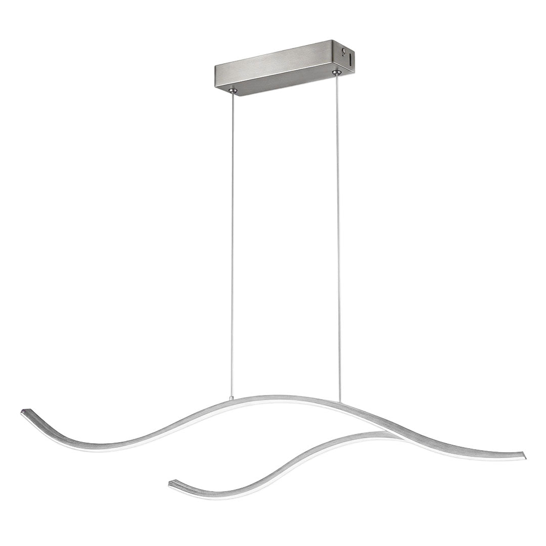 Crescent Modern Wave Linear Pendant Light | Dimmable LED Kitchen Island Chandelier, Black, Gold or Chrome