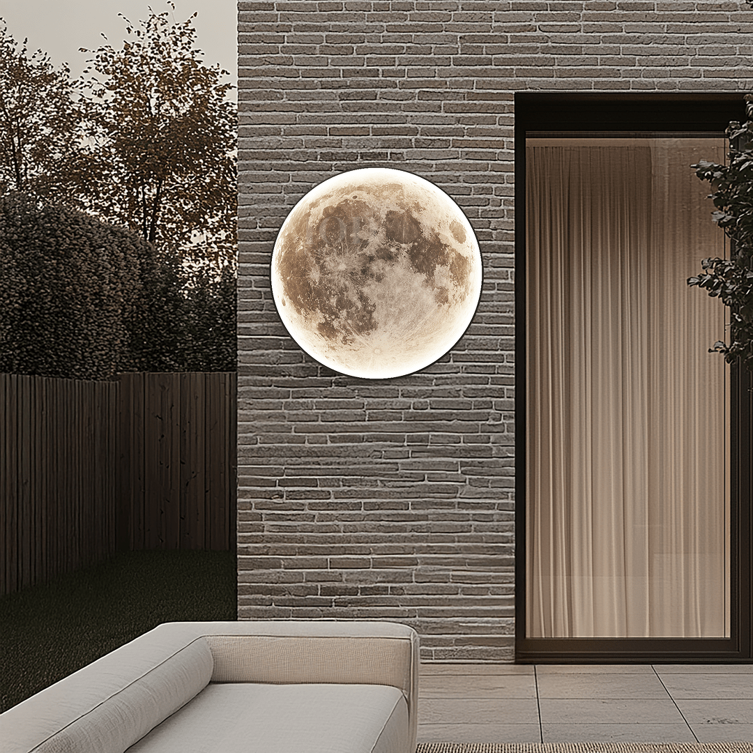 Orbis Modern Moon Wall Light | Oversized Round LED Disc for Outdoor Wall and Ceiling, Black