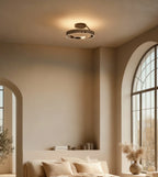 Solis Modern Ring Ceiling Light | Dimmable LED Ceiling Fixture with Remote, Matte White or Black Chrome