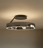 Solis Modern Ring Ceiling Light | Dimmable LED Ceiling Fixture with Remote, Matte White or Black Chrome