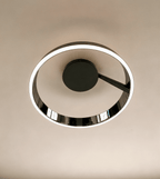 Solis Modern Ring Ceiling Light | Dimmable LED Ceiling Fixture with Remote, Matte White or Black Chrome