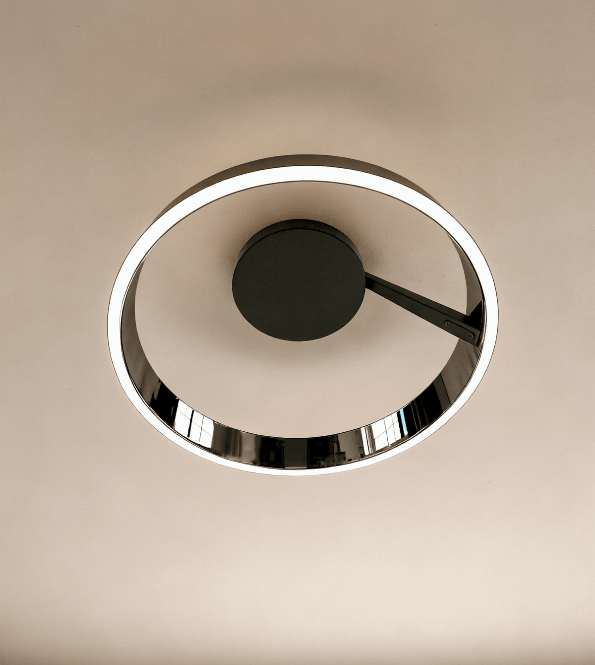 Solis Modern Ring Ceiling Light | Dimmable LED Ceiling Fixture with Remote, Matte White or Black Chrome