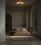 Solis Modern Ring Ceiling Light | Dimmable LED Ceiling Fixture with Remote, Matte White or Black Chrome