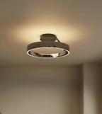 Solis Modern Ring Ceiling Light | Dimmable LED Ceiling Fixture with Remote, Matte White or Black Chrome