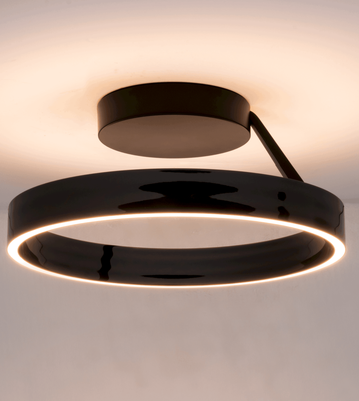 Solis Modern Ring Ceiling Light | Dimmable LED Ceiling Fixture with Remote, Matte White or Black Chrome