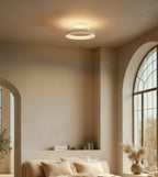 Solis Modern Ring Ceiling Light | Dimmable LED Ceiling Fixture with Remote, Matte White or Black Chrome