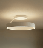 Solis Modern Ring Ceiling Light | Dimmable LED Ceiling Fixture with Remote, Matte White or Black Chrome