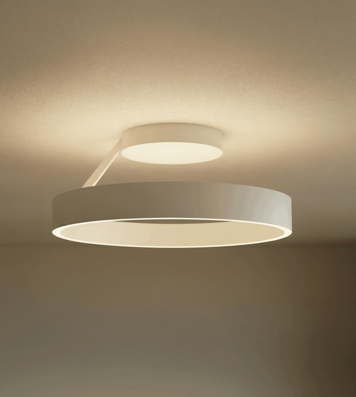 Solis Modern Ring Ceiling Light | Dimmable LED Ceiling Fixture with Remote, Matte White or Black Chrome