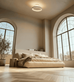 Solis Modern Ring Ceiling Light | Dimmable LED Ceiling Fixture with Remote, Matte White or Black Chrome