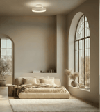 Solis Modern Ring Ceiling Light | Dimmable LED Ceiling Fixture with Remote, Matte White or Black Chrome