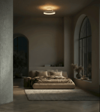 Solis Modern Ring Ceiling Light | Dimmable LED Ceiling Fixture with Remote, Matte White or Black Chrome