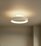 Solis Modern Ring Ceiling Light | Dimmable LED Ceiling Fixture with Remote, Matte White or Black Chrome