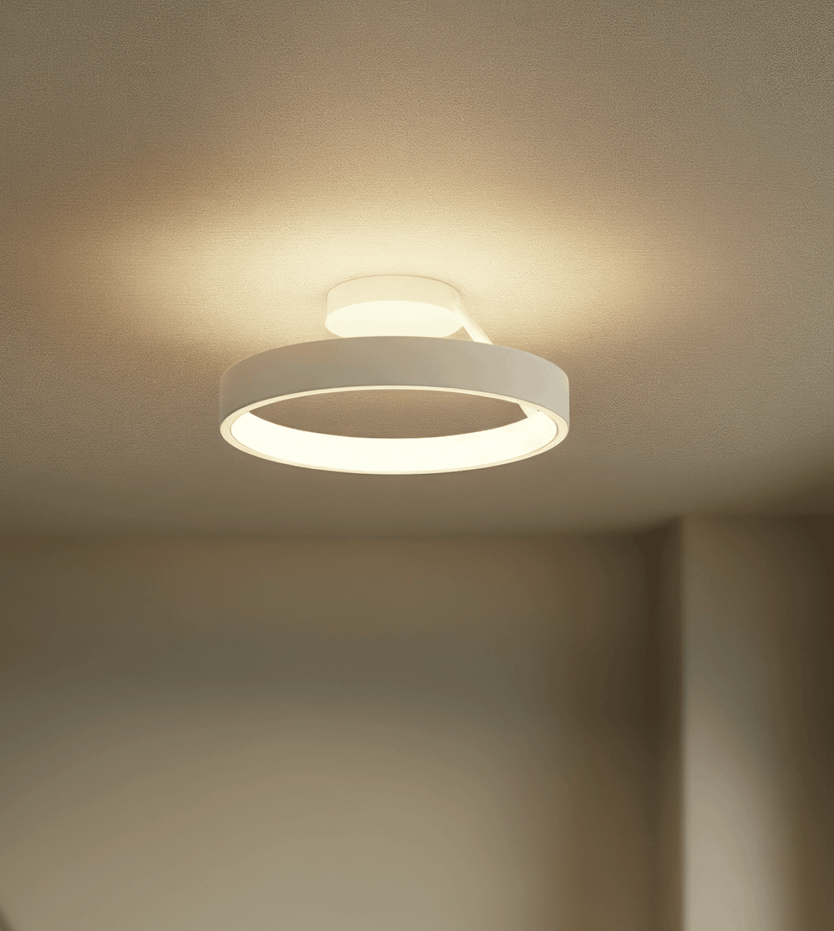 Solis Modern Ring Ceiling Light | Dimmable LED Ceiling Fixture with Remote, Matte White or Black Chrome