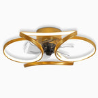 Petal Flower Ceiling Fan with Light | Modern Flush Mount LED Fan with Remote, Gold, White or Black