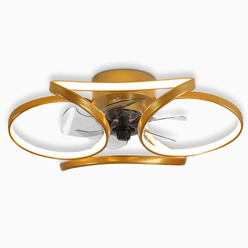 Petal Flower Ceiling Fan with Light | Modern Flush Mount LED Fan with Remote, Gold, White or Black