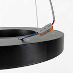 Corona Modern Ring Pendant Light | Black or White LED Circular Chandelier for Office and Living Room